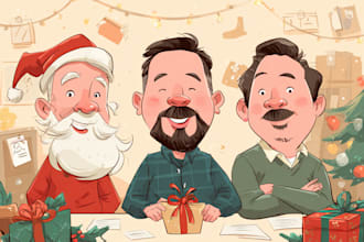 make a christmas caricature, an office holiday caricature