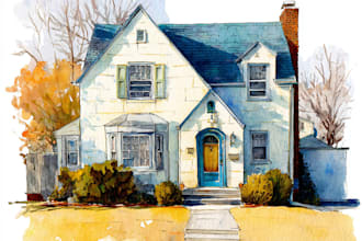 do a watercolor house portrait of your home excellent