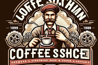 design high quality vintage coffee shop logo with t shirt design
