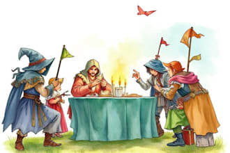 illustrate watercolor dnd party design