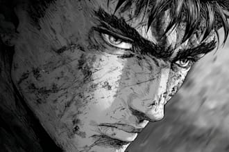 draw manga page dark berserk style art in high quality
