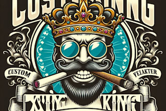 design high quality vintage king funky smoking logo t shirt design