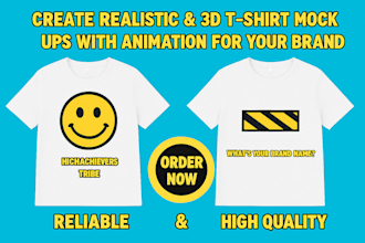 create realistic and 3d t shirt mockups with animation for your brand