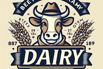 design high quality dairy farm milk mascot logo with t shirt design
