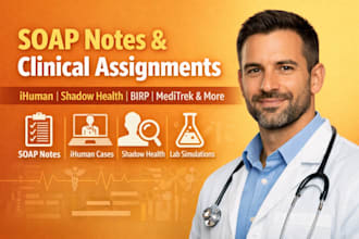do soapnotes ihuman shadowhealth birpnotes meditrek logs lab simulations tasks