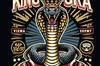 make a  vintage king cobra snake logo t shirt design