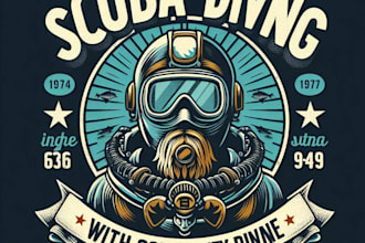 make a vintage scuba diving mascot logo t shirt design