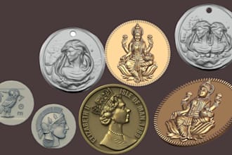 sculpt custom 3d coin model cnc bas relief engraving coin design for 3d printing