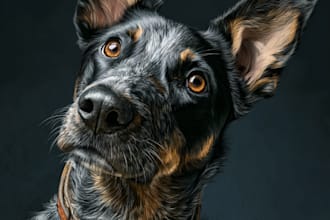 do realistic digital pet portrait dog, cat, horse