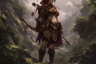 paint a character illustration in a fantasy world