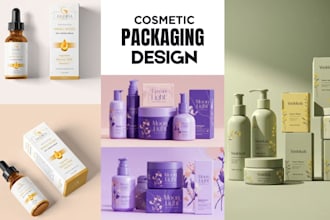 design product packaging, cosmetic packaging design, and product label design