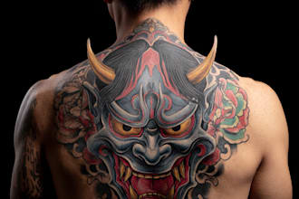 design a japanese hannya mask tattoo for you