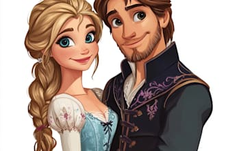 design a professional disney family portrait