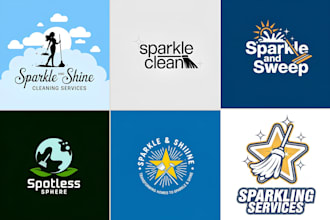 do unique clean house, janitorial and commercial cleaning logo design