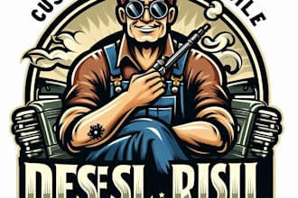 design high quality diesel repair vintage logo with t shirt design