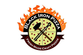 design suitable black iron pizza logo