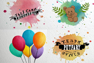 design watercolor, perfect party, events and birthday logo