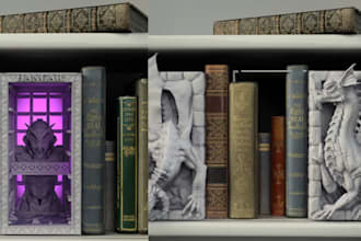 craft custom miniature 3d book nooks fantasy and sci fi bookshelf diorama