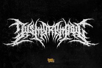 create an unreadable extreme death metal logo