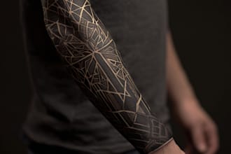 create sleeve tattoo design in geometric style