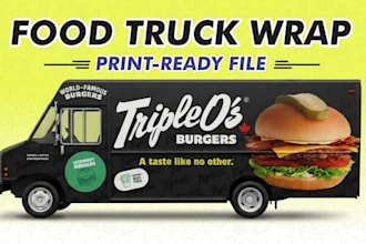 design a custom food truck wrap and food cart graphics