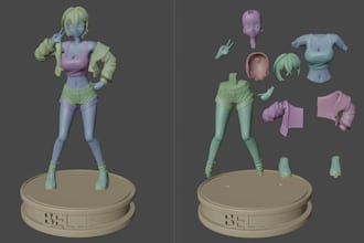 3d anime figure diorama anime figure 3d character model 3d toy figurine