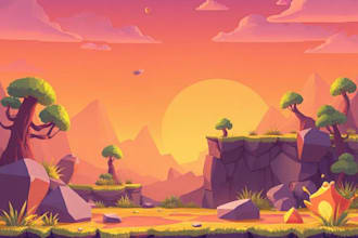 design 2d backgrounds and game assets