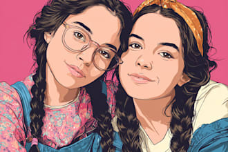 design cool family portrait, and friendship portrait