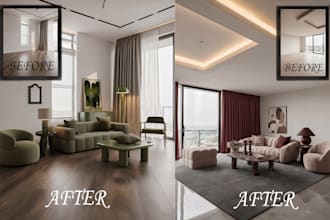 virtual staging renovation interior design for real estate house apartment room