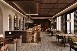 design and 3d render retail store interior, kitchen, coffee shop, restaurant