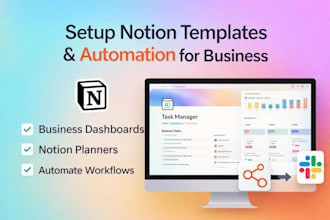 setup notion dashboard notion canva template planner and automation for business