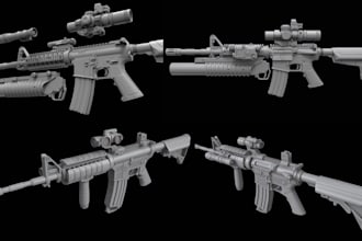 sculpt 3d cosplay weapons props 3d airsoft gun model accessory for 3d printing