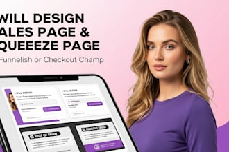 design sales page, squeeze page design on funnelish or checkout champ