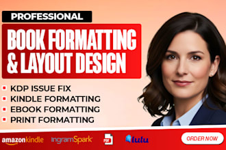 do book formatting and layout design, kindle ebook format, PDF