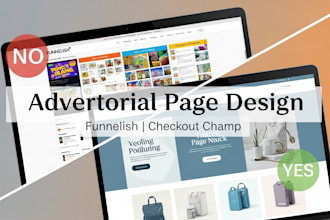 design or redesign your funnelish or checkout champ advertorial page design