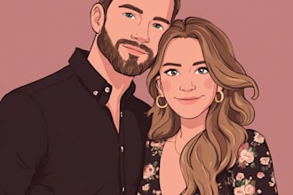 make cartoon  couple portrait