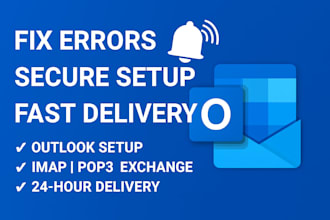 fix outlook email errors and setup secure imap, pop3, exchange