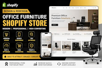 design a modern office shopify furniture store and home decor website