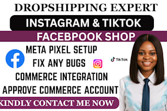 fix set up  facebook pixel shop instagram shop tiktok shop shopify store app