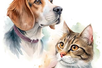 do watercolor pet portrait, dog portrait cat portrait