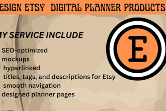 design etsy  digital planner products hyperlinked planner etsy seo