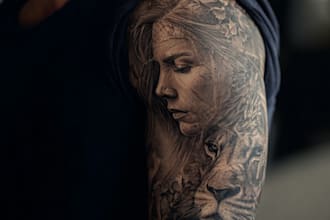 do sleeve tattoo design, realistic tattoo design