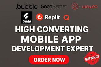 build loyalty app goodbarber base44 weweb glide replit API ai gamification app