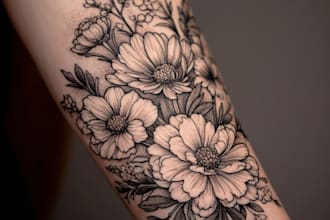 create a beautiful flower tattoo design for you