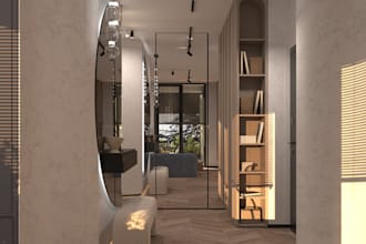 renew 3d house interior,modern apartment,decorative stucco,laundry,cgi rendering