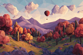 made geomatric and polygonal low poly vector illustrations