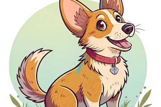draw pet portrait into cartoon vector