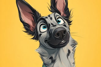 make disney pets portrait illustration in disney style