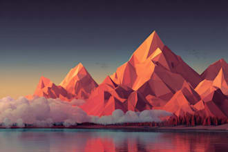 create high detailed low poly vector illustrations for tshirts