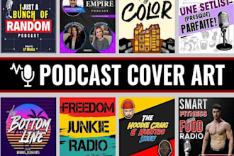 do a unique podcast cover art and podcast design with creative thinking